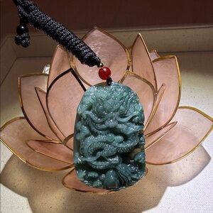 Green Jade Dragon Pendant Necklace